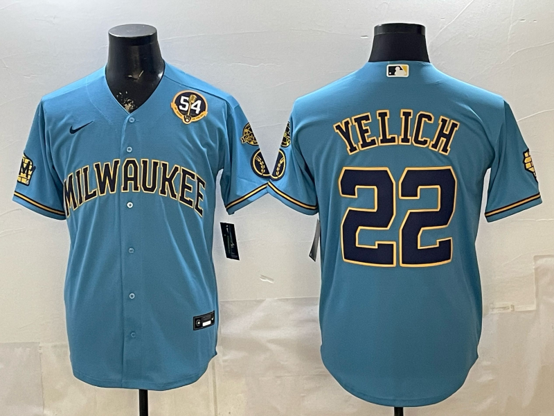 Men 2026 Milwaukee Brewers #22 Yelich blue Game Nike MLB Jersey 0401004->milwaukee brewers->MLB Jersey